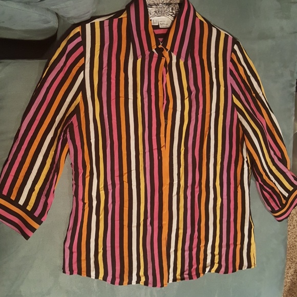 Tops - Stripped silk button down